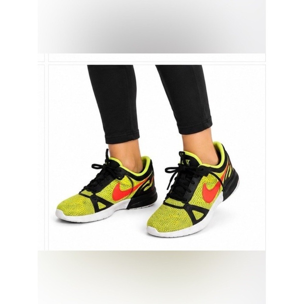 Nike Kids' DualRacer Running Shoes - Neon Yellow with Red Swoosh
